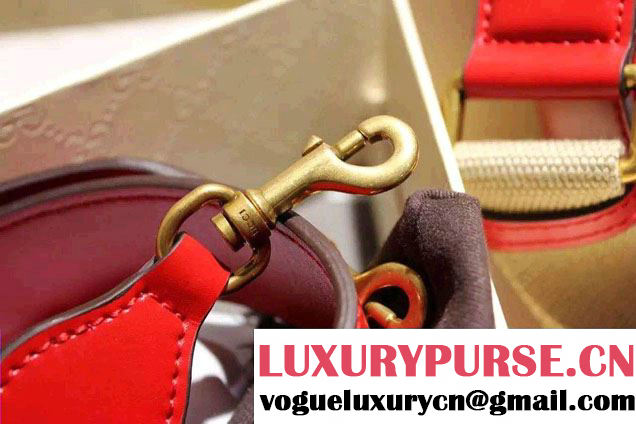 Gucci Lady Web Hand-stained Leather Shoulder Bag 380573 Red 2015