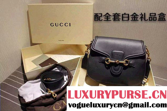 Gucci Lady Web Hand-stained Leather Shoulder Bag 380573 Black 2015