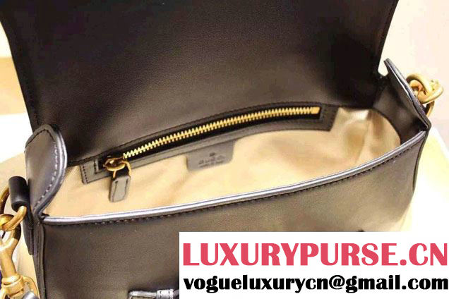 Gucci Lady Web Hand-stained Leather Shoulder Bag 380573 Black 2015
