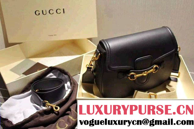 Gucci Lady Web Hand-stained Leather Shoulder Bag 380573 Black 2015