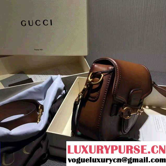 Gucci Lady Web Hand-stained Leather Shoulder Small Bag 380573 Brown 2015