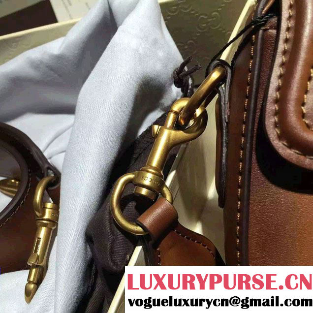 Gucci Lady Web Hand-stained Leather Shoulder Small Bag 380573 Brown 2015