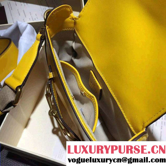 Gucci Lady Web Hand-stained Leather Shoulder Small Bag 380573 Yellow 2015