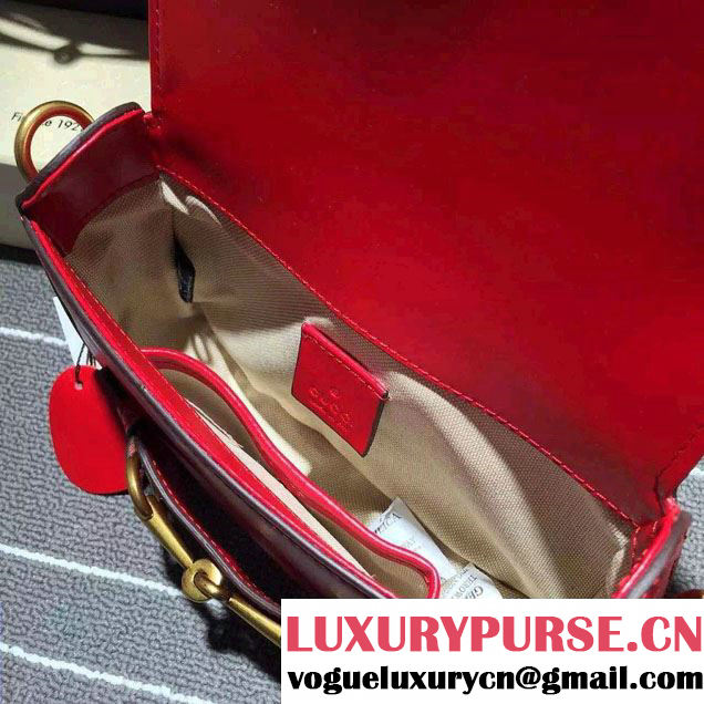 Gucci Lady Web Hand-stained Leather Shoulder Small Bag 380573 Red 2015