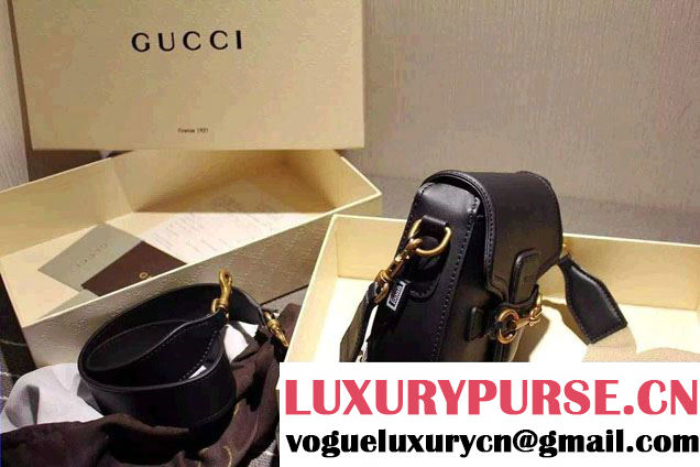 Gucci Lady Web Hand-stained Leather Shoulder Small Bag 380573 Black 2015