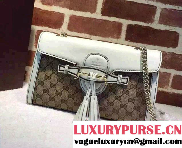 Gucci Emily Guccissima Leather Chain Shoulder Bag 295402 White 2015