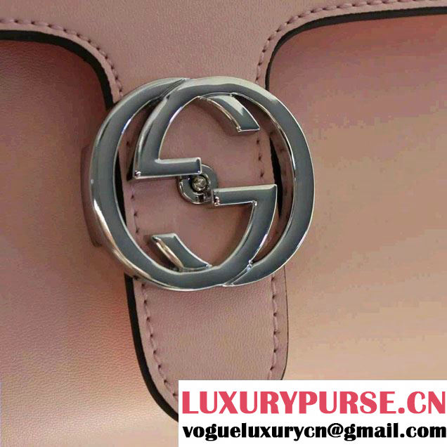 Gucci Interlocking Leather Shoulder Medium Bag 387604 Nude Pink 2015