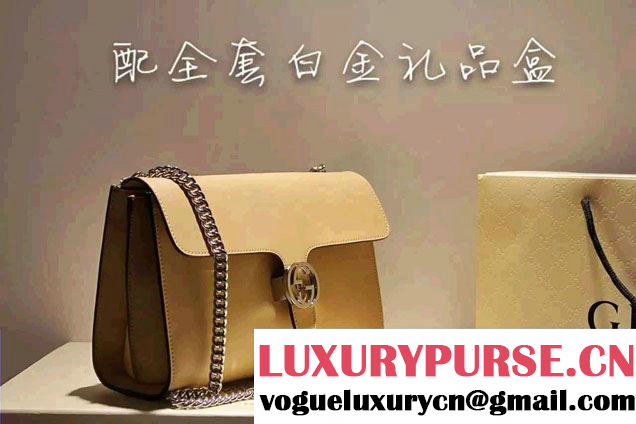 Gucci Interlocking Leather Shoulder Medium Bag 387604 Apricot 2015
