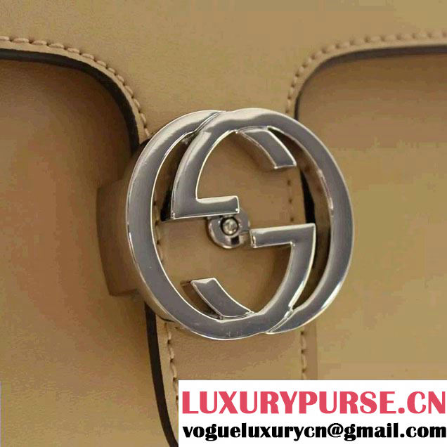 Gucci Interlocking Leather Shoulder Medium Bag 387604 Apricot 2015