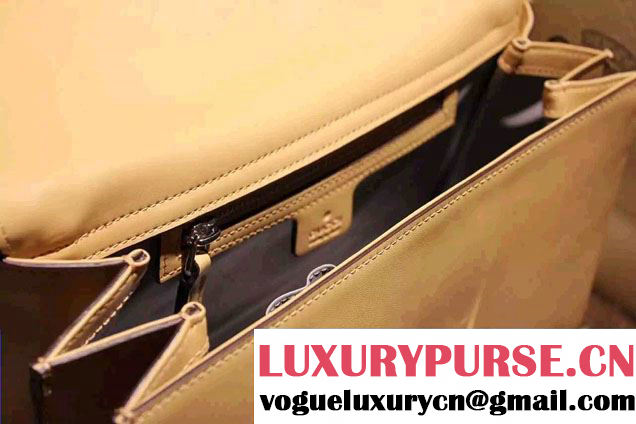 Gucci Interlocking Leather Shoulder Medium Bag 387604 Apricot 2015