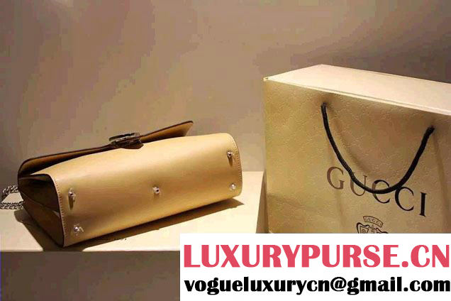 Gucci Interlocking Leather Shoulder Medium Bag 387604 Apricot 2015