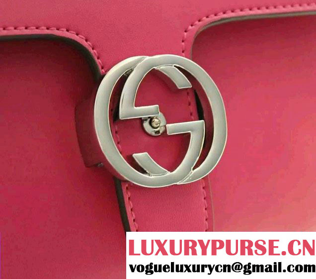 Gucci Interlocking Leather Shoulder Medium Bag 387604 Dark Pink 2015