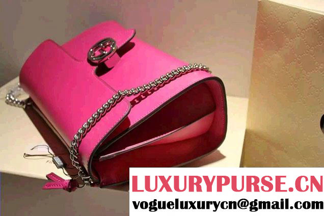Gucci Interlocking Leather Shoulder Medium Bag 387604 Dark Pink 2015