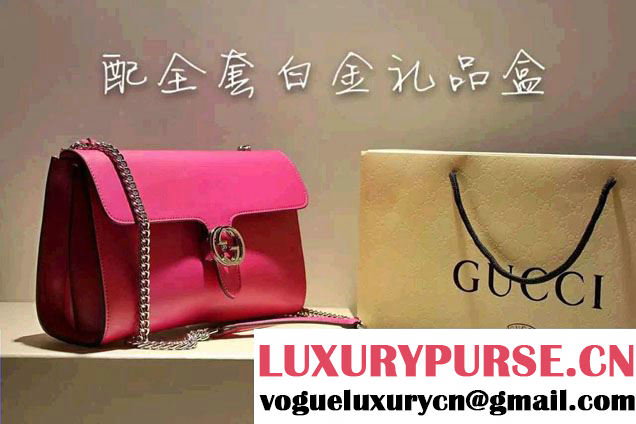Gucci Interlocking Leather Shoulder Medium Bag 387604 Dark Pink 2015