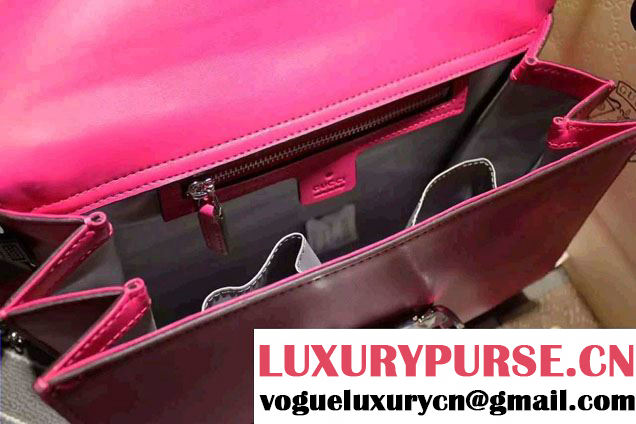 Gucci Interlocking Leather Shoulder Medium Bag 387604 Dark Pink 2015