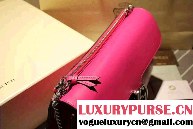 Gucci Interlocking Leather Shoulder Medium Bag 387604 Dark Pink 2015