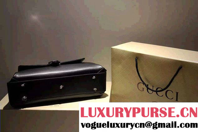Gucci Interlocking Leather Shoulder Tote Bag 387605 Black 2015