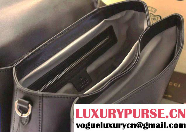 Gucci Interlocking Leather Shoulder Tote Bag 387605 Black 2015