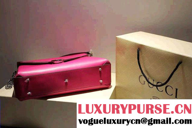 Gucci Interlocking Leather Shoulder Tote Bag 387605 Dark Pink 2015