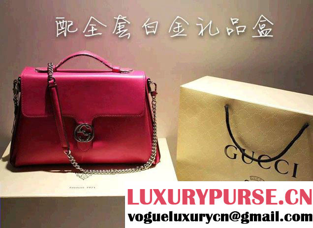 Gucci Interlocking Leather Shoulder Tote Bag 387605 Dark Pink 2015