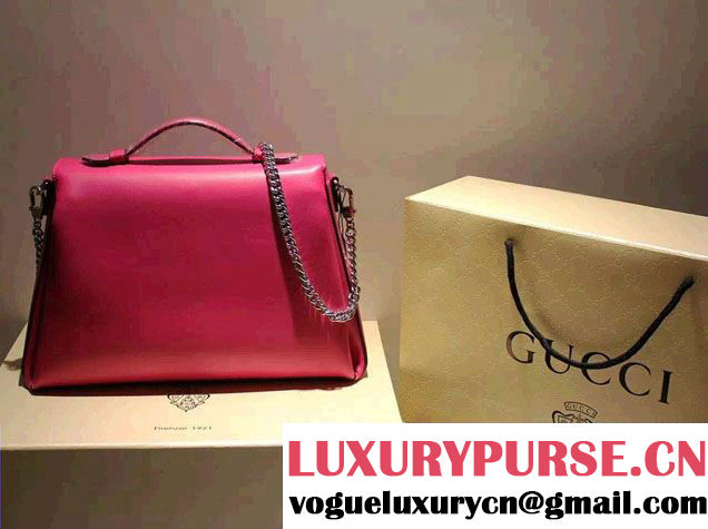 Gucci Interlocking Leather Shoulder Tote Bag 387605 Dark Pink 2015