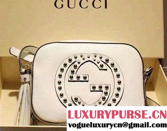 Gucci Soho Studded Leather Disco Small Bag 308364 Off-White 2015