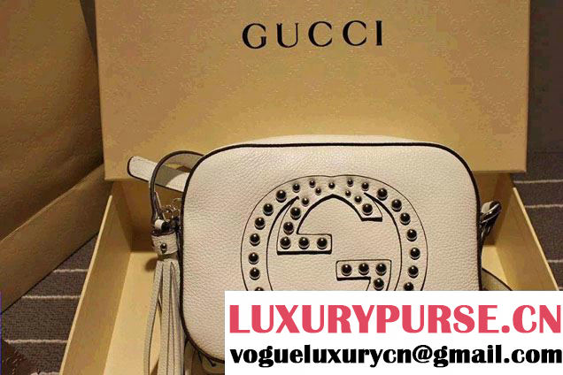 Gucci Soho Studded Leather Disco Small Bag 308364 Off-White 2015