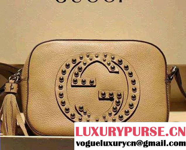 Gucci Soho Studded Leather Disco Small Bag 308364 Apricot 2015