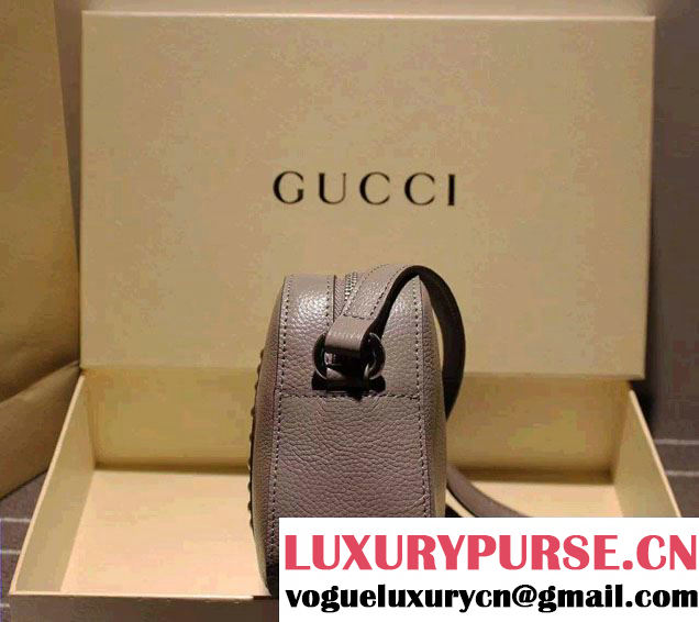 Gucci Soho Studded Leather Disco Small Bag 308364 Gray 2015