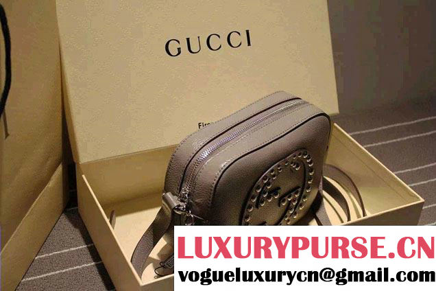 Gucci Soho Studded Leather Disco Small Bag 308364 Gray 2015