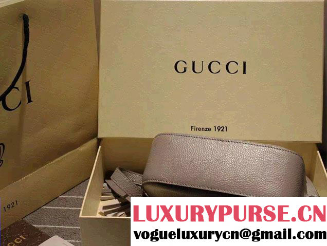 Gucci Soho Studded Leather Disco Small Bag 308364 Gray 2015