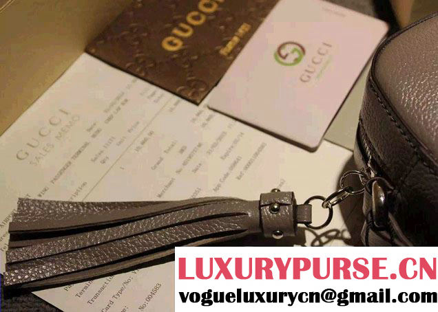 Gucci Soho Studded Leather Disco Small Bag 308364 Gray 2015
