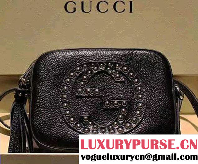 Gucci Soho Studded Leather Disco Small Bag 308364 Black 2015