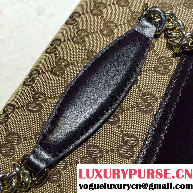 Gucci Emily Guccissima Leather Chain Shoulder Bag 295402 Black/Apricot 2015