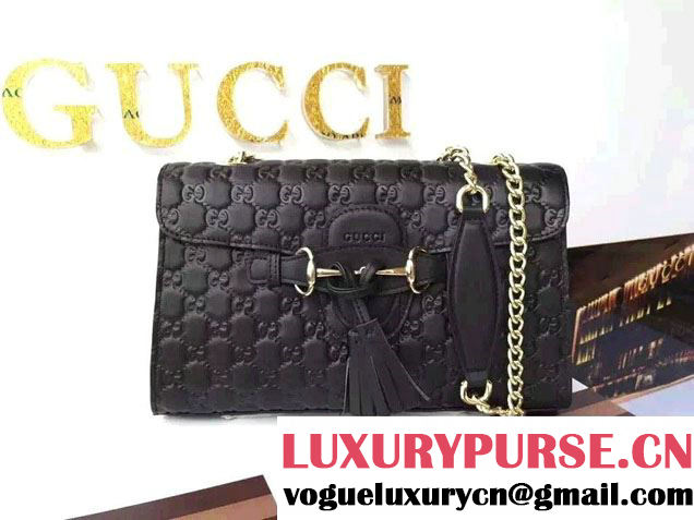 Gucci Emily Guccissima Leather Chain Shoulder Bag 295402 Black 2015
