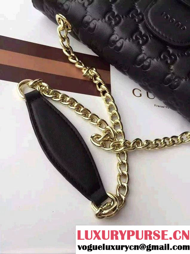 Gucci Emily Guccissima Leather Chain Shoulder Bag 295402 Black 2015