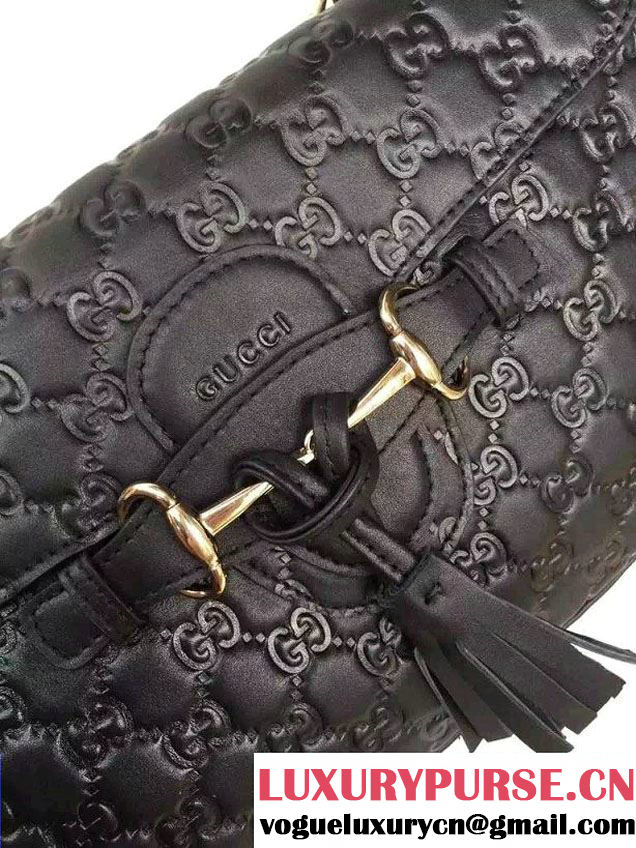 Gucci Emily Guccissima Leather Chain Shoulder Bag 295402 Black 2015