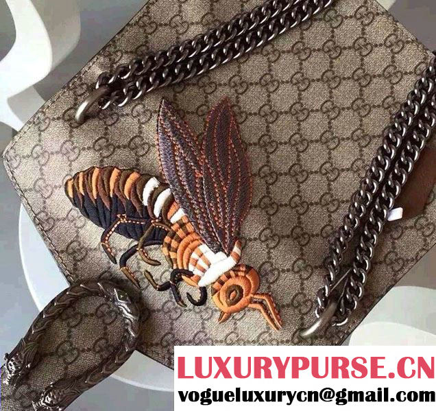 Gucci Dionysus GG Supreme Bee Embroidered Shoulder Bag 400249 Brown 2015