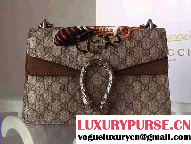 Gucci Dionysus GG Supreme Bee Embroidered Shoulder Bag 400249 Brown 2015