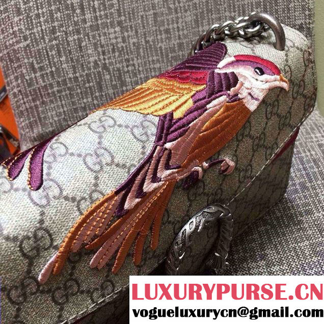 Gucci Dionysus GG Supreme Bird Embroidered Shoulder Bag 400249 Burgundy 2015