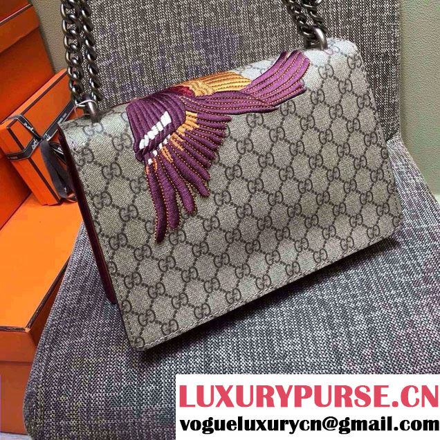 Gucci Dionysus GG Supreme Bird Embroidered Shoulder Bag 400249 Burgundy 2015