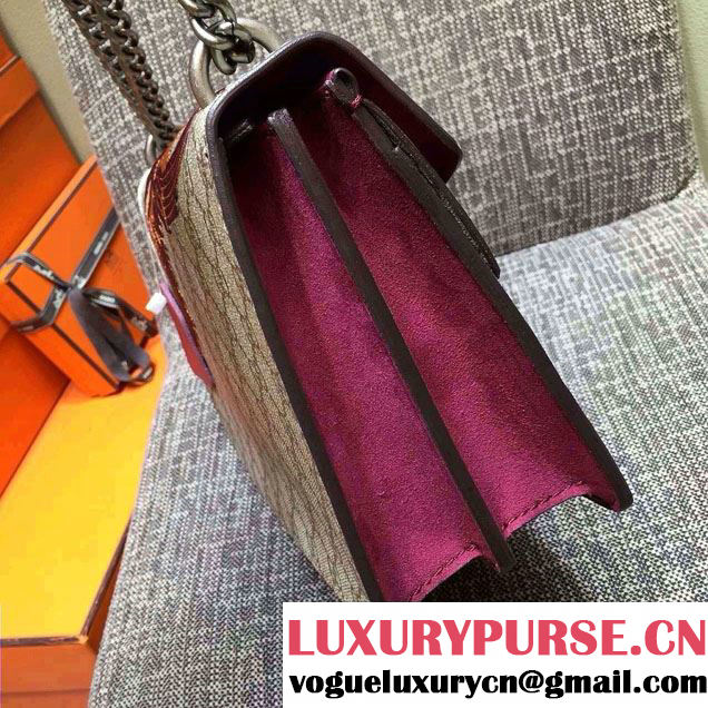 Gucci Dionysus GG Supreme Bird Embroidered Shoulder Bag 400249 Burgundy 2015