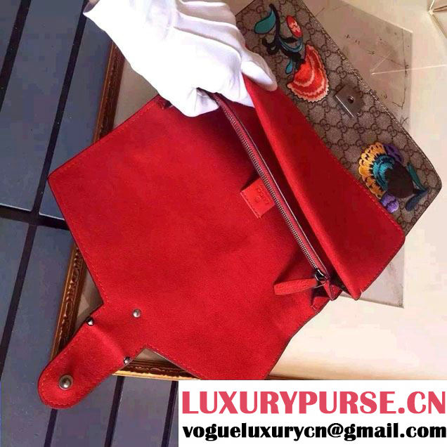 Gucci Dionysus GG Supreme Butterfly Embroidered Shoulder Bag 400249 Red 2015