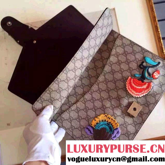 Gucci Dionysus GG Supreme Butterfly Embroidered Shoulder Bag 400249 Tan 2015