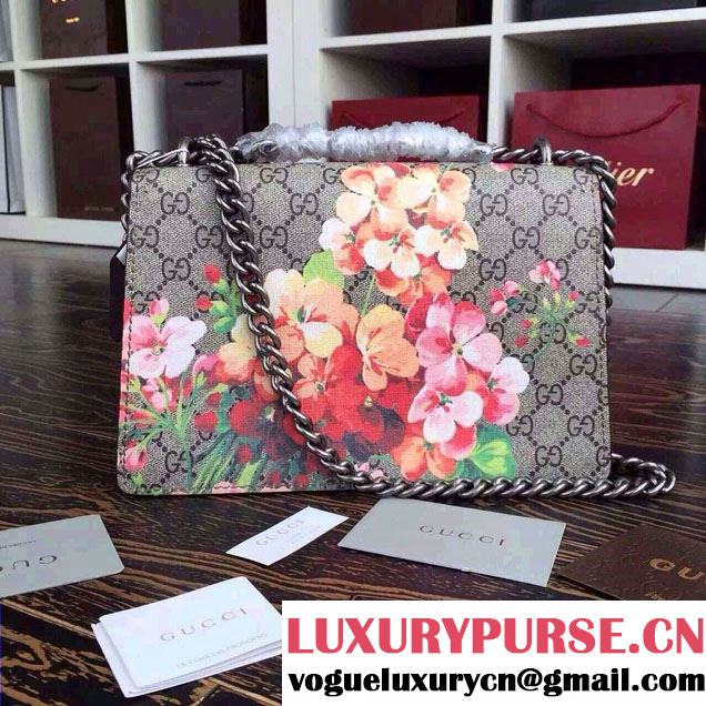 Gucci Dionysus Blooms Print GG Supreme Shoulder Bag 400249 Tan 2015