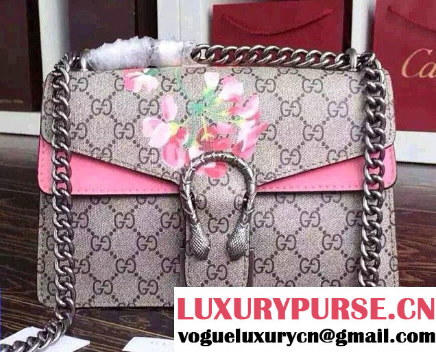 Gucci Dionysus Blooms Print GG Supreme Shoulder Bag 400249 Pink 2015