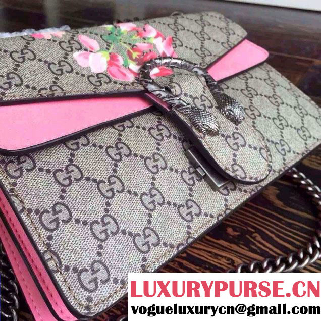 Gucci Dionysus Blooms Print GG Supreme Shoulder Bag 400249 Pink 2015