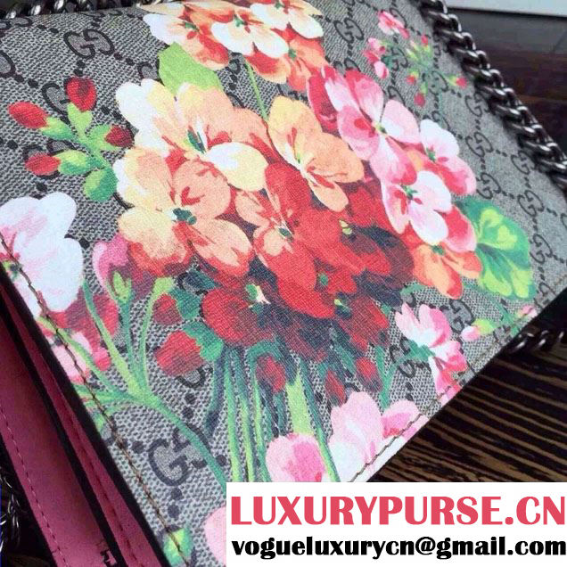 Gucci Dionysus Blooms Print GG Supreme Shoulder Bag 400249 Pink 2015