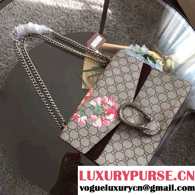 Gucci Dionysus Blooms Print GG Supreme Shoulder Bag 400235 Tan 2015