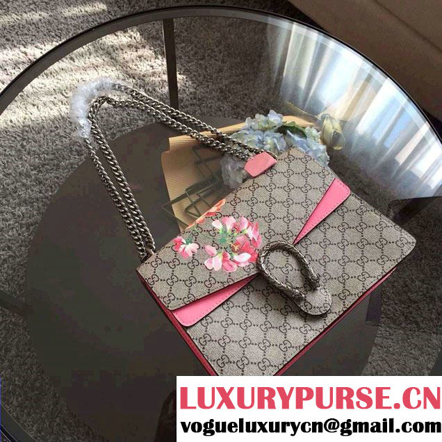 Gucci Dionysus Blooms Print GG Supreme Shoulder Bag 400235 Pink 2015